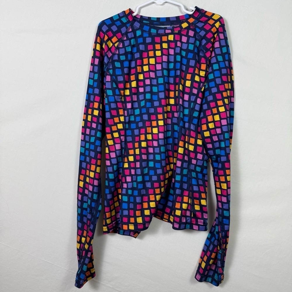 Lands' End Colorful Patterned Long Sleeve Shirt Girls Size M